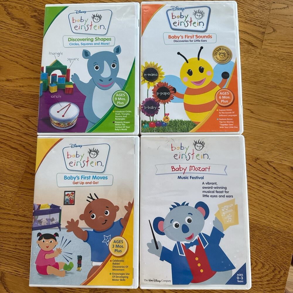 Baby Einstein DVD Lot 4 Baby Mozart First Moves Sounds Shapes